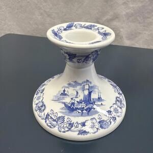 Vintage The Spode Blue Room Collection Old Salem Candlestick Holder Blue White